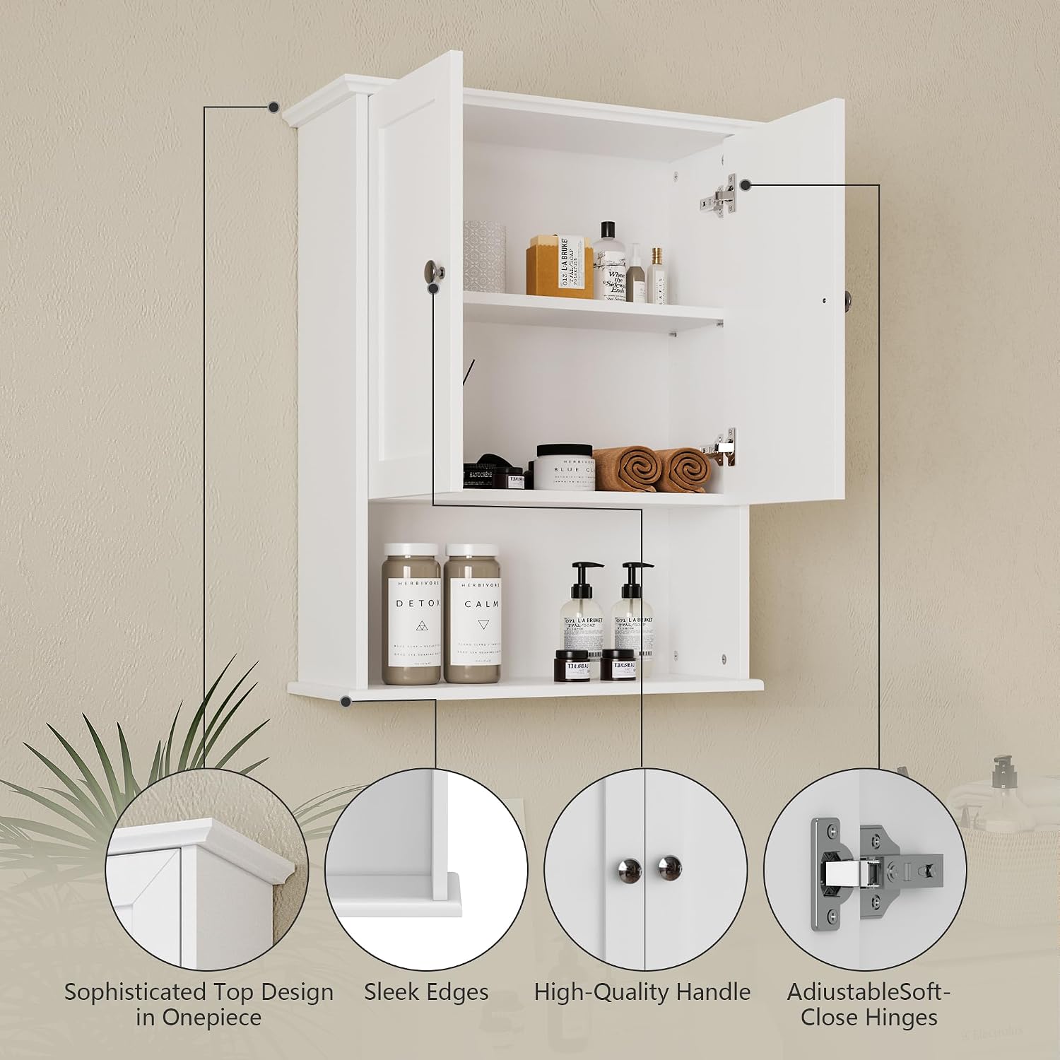 White Bathroom Wall Storage Cabinet