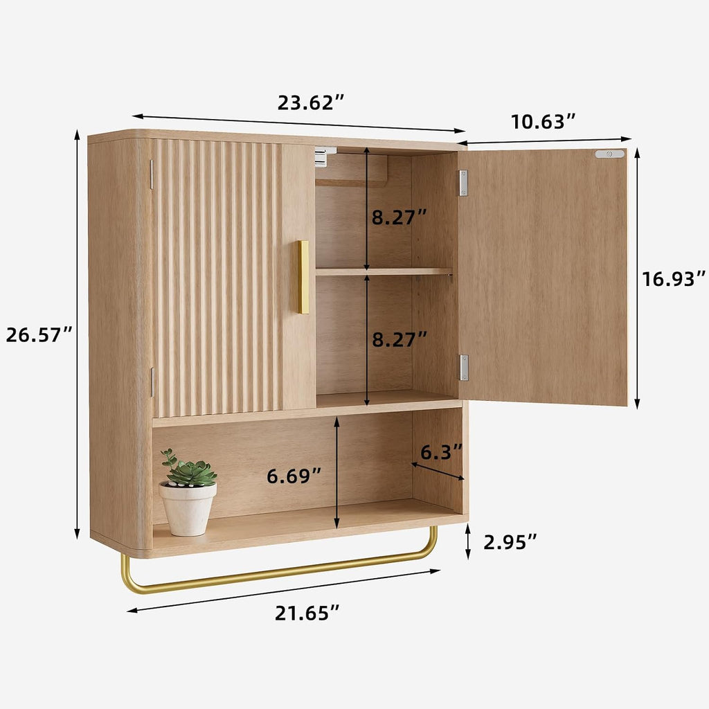 Fluted Door Bathroom Wall Cabinet