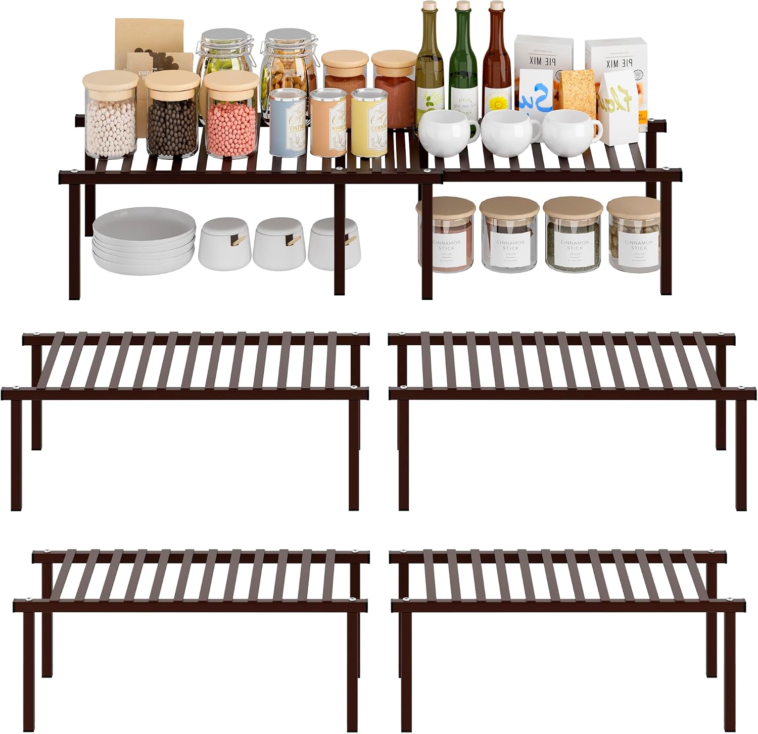 Stackable Metal Storage Shelf Set of 4