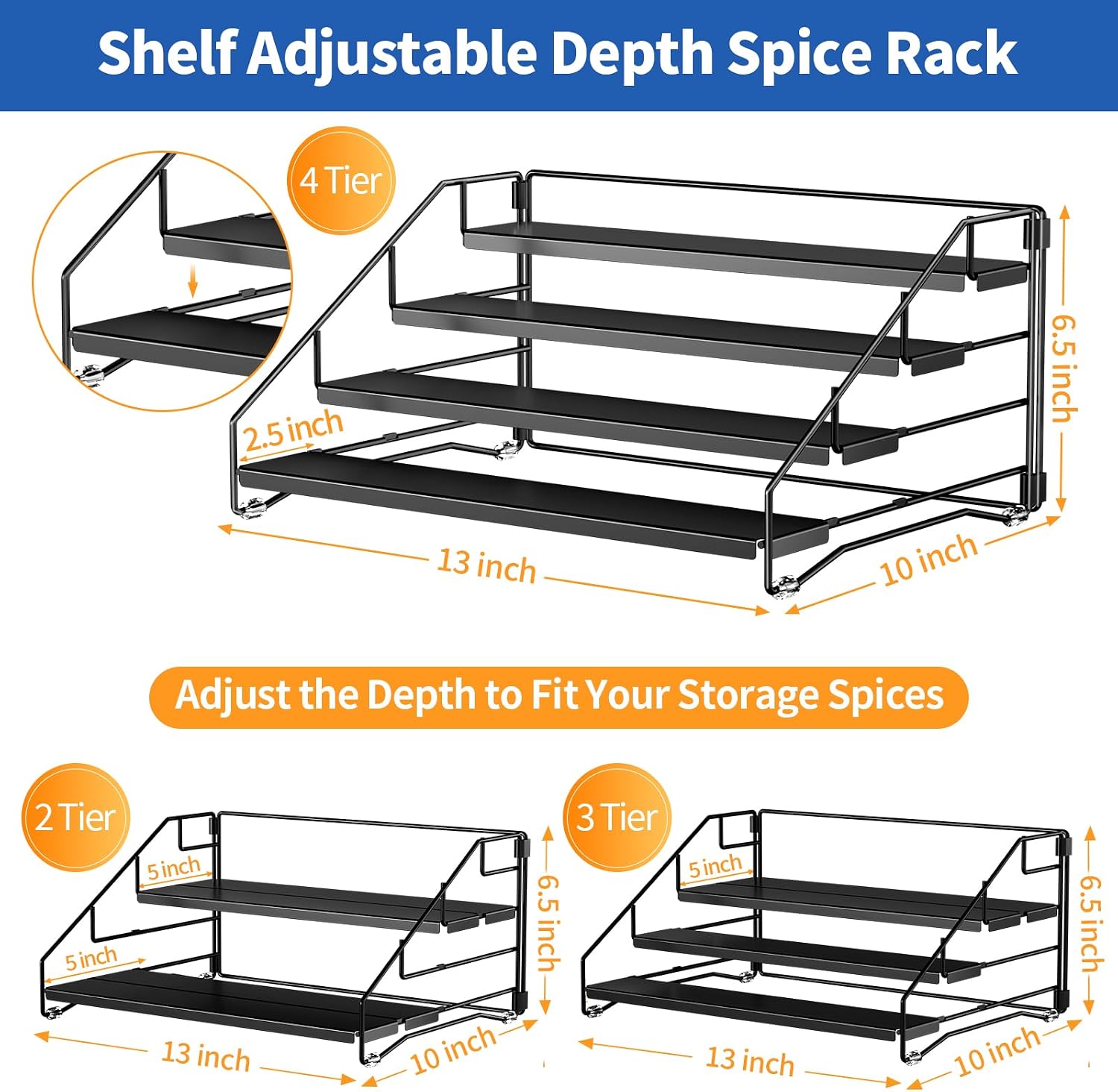 Metal Countertop Spice Rack Organizer