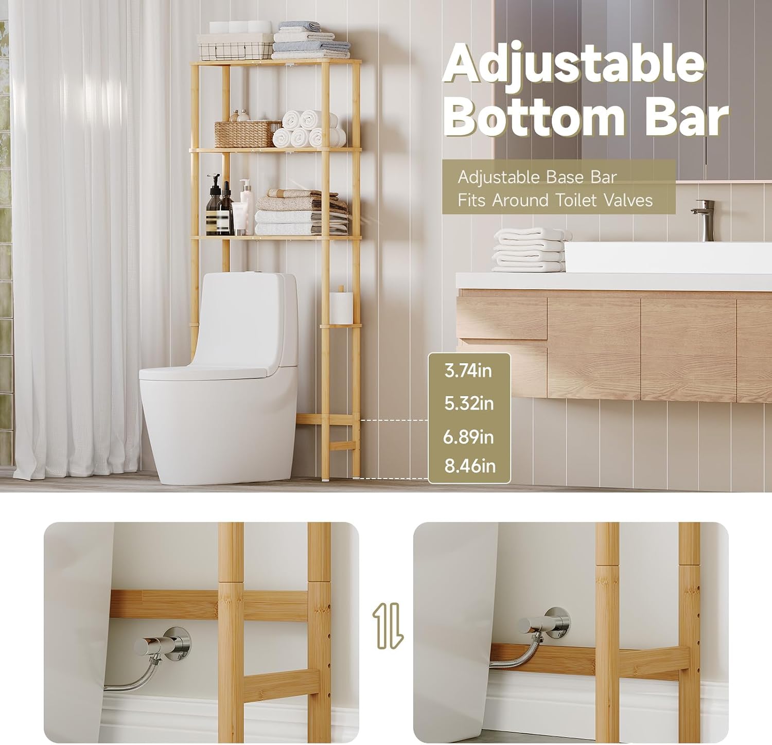 Bamboo Freestanding Over Toilet Shelf