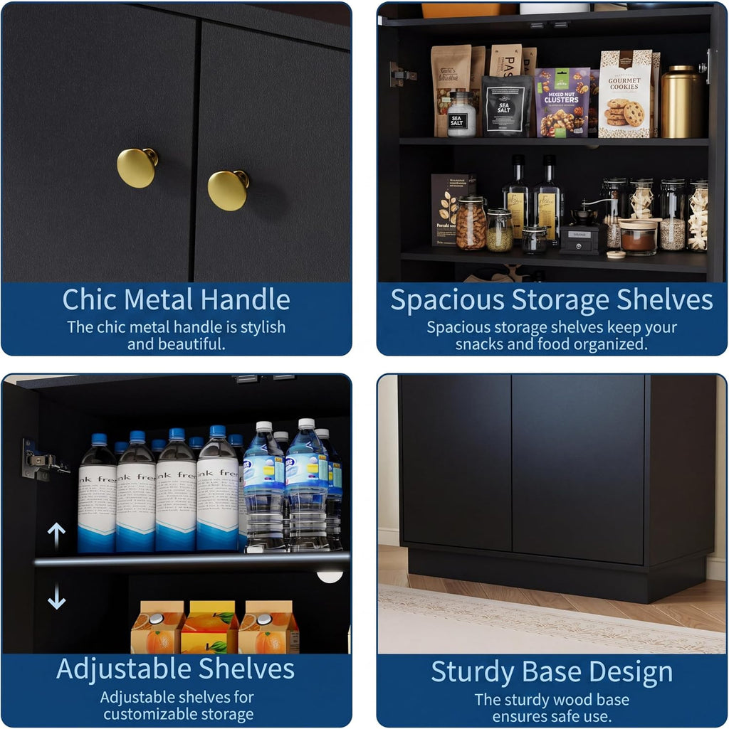68" Freestanding Pantry Cabinet with 4 Doors
