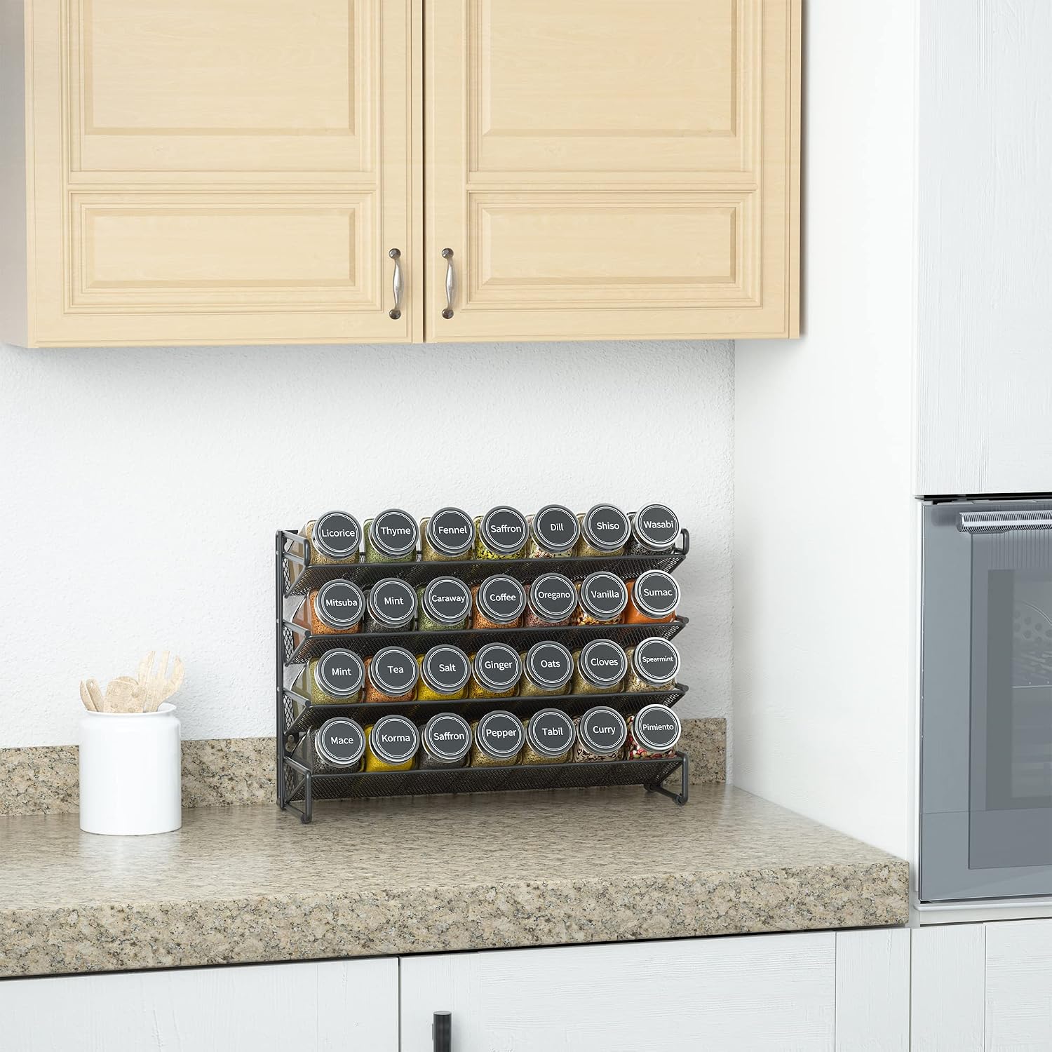 Spice Rack Organizer with 28 Spice Jars Set