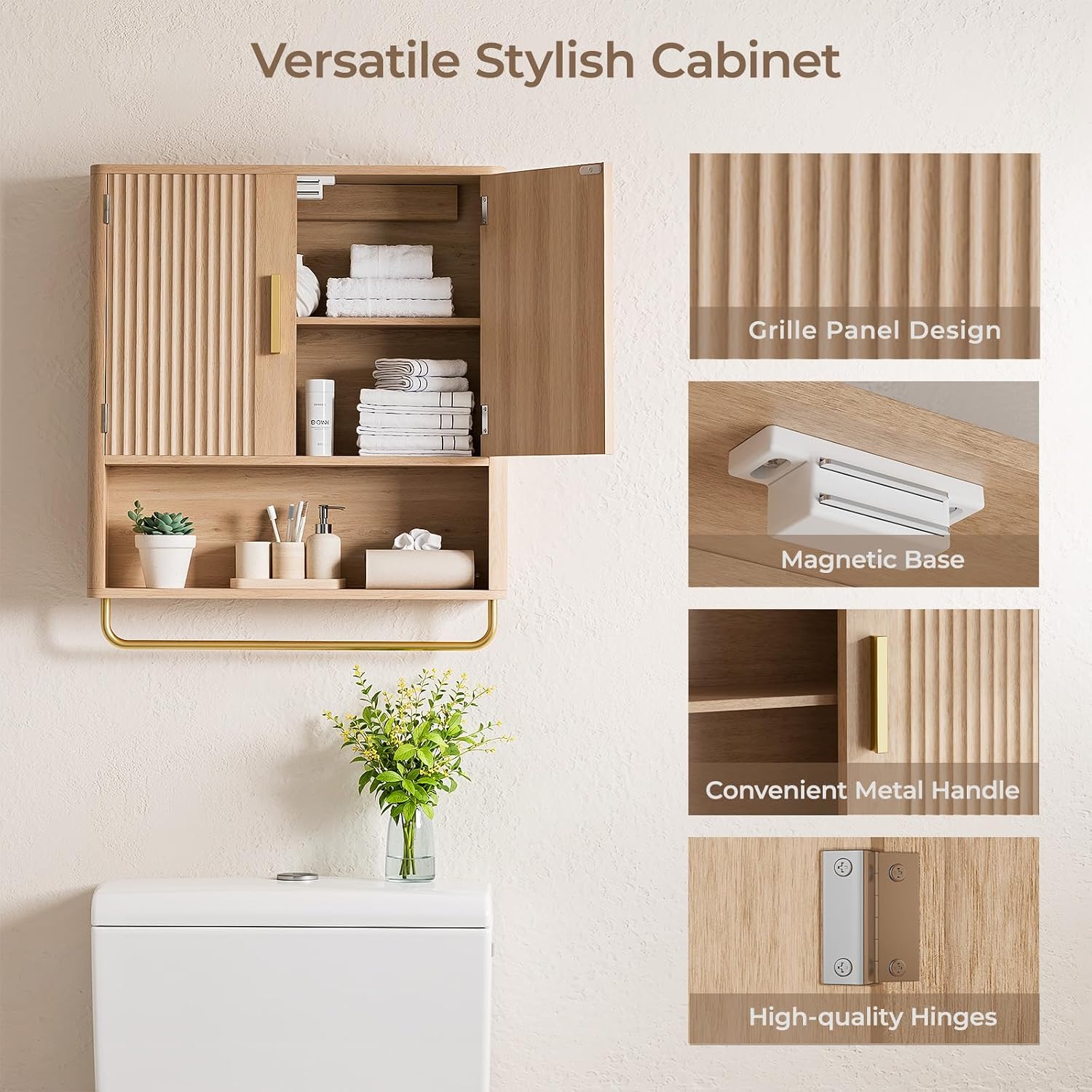 Fluted Door Bathroom Wall Cabinet