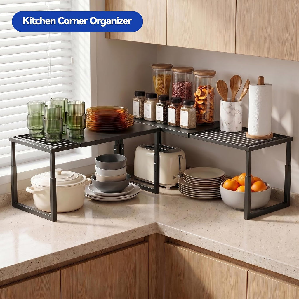 Expandable Stackable Cabinet Storage Shelf
