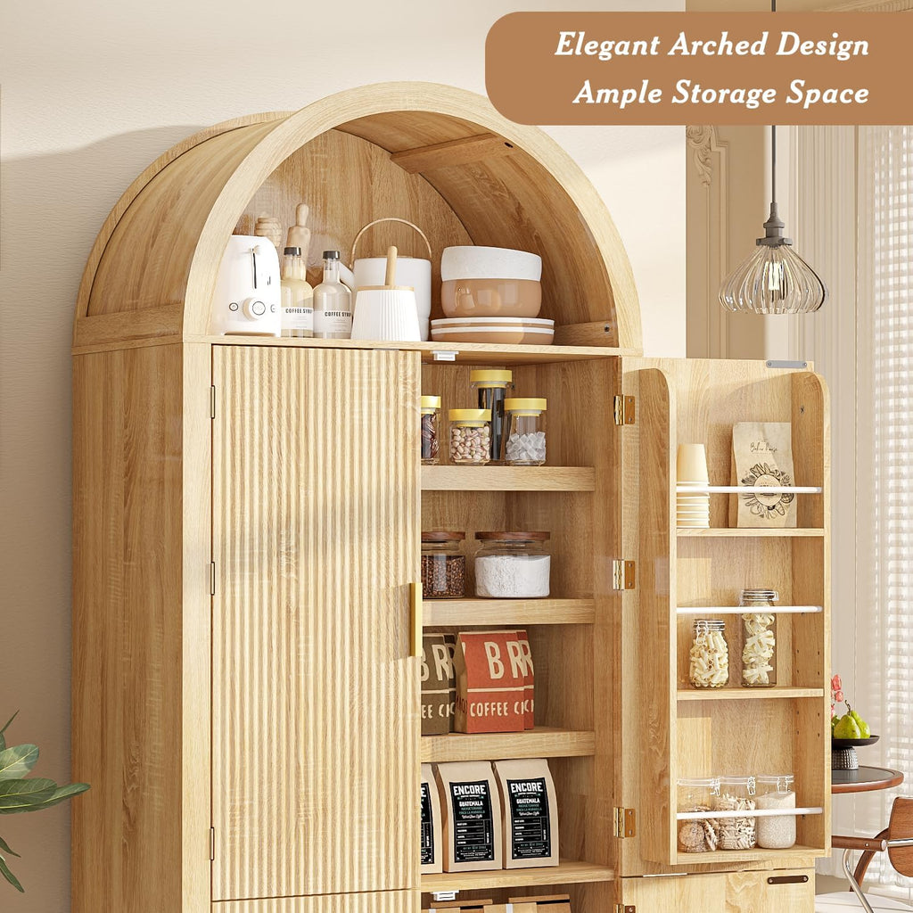 71" Arched Pantry Storage Cabinet