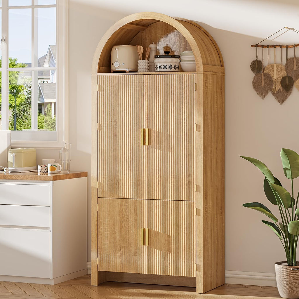 71" Arched Pantry Storage Cabinet
