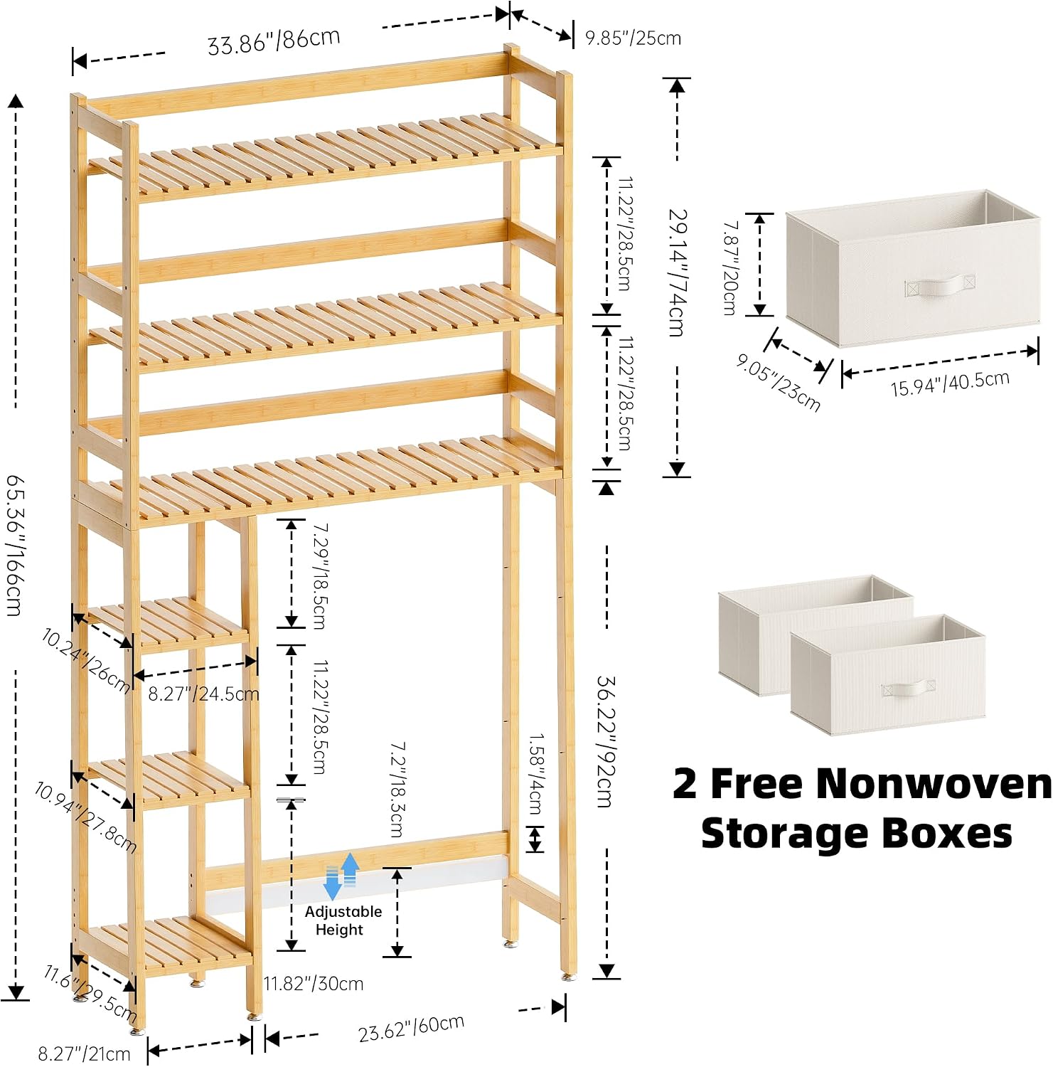 Bamboo Freestanding Over Toilet Shelf