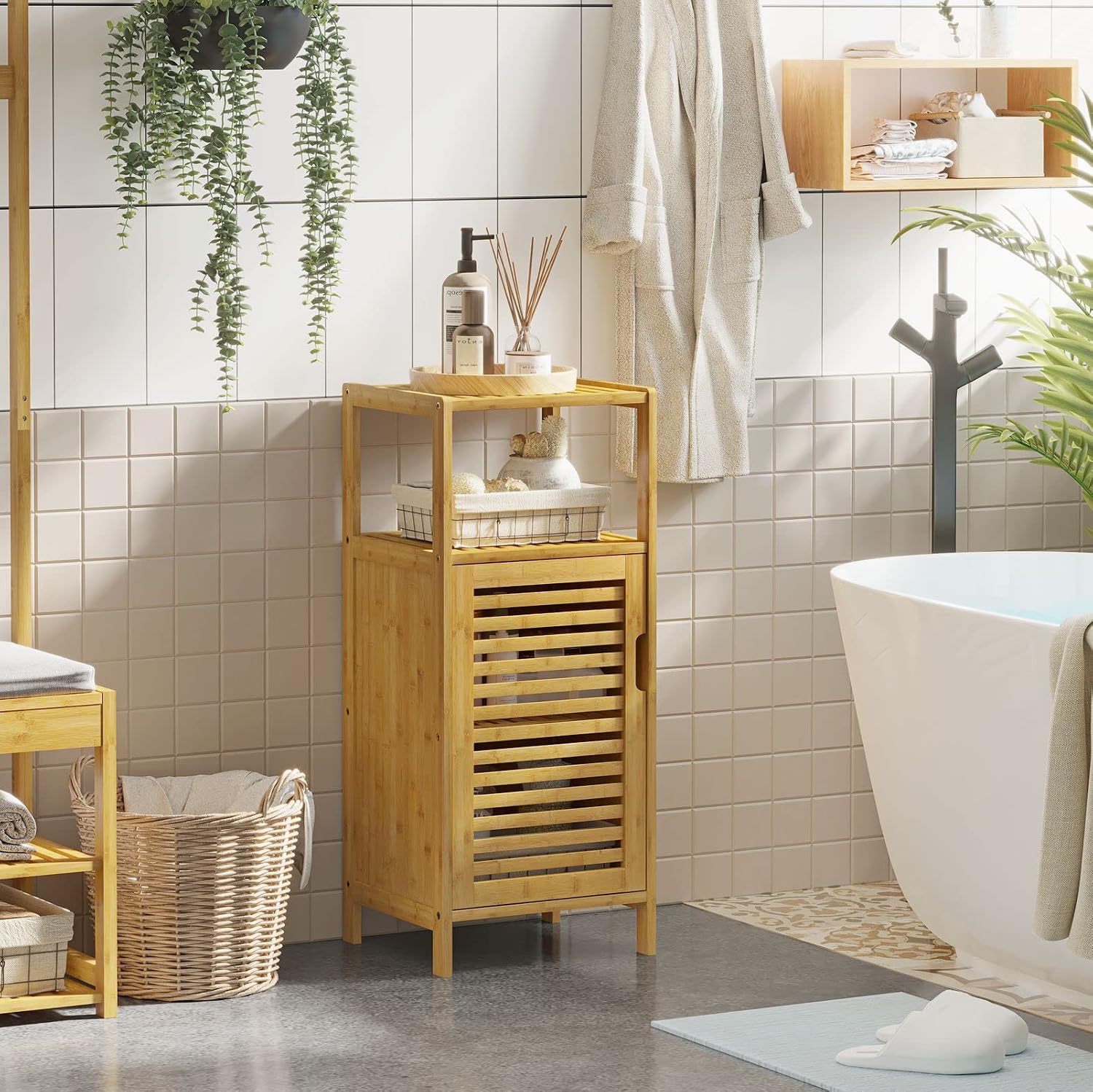 Bamboo Freestanding Bathroom Storage Cabinet