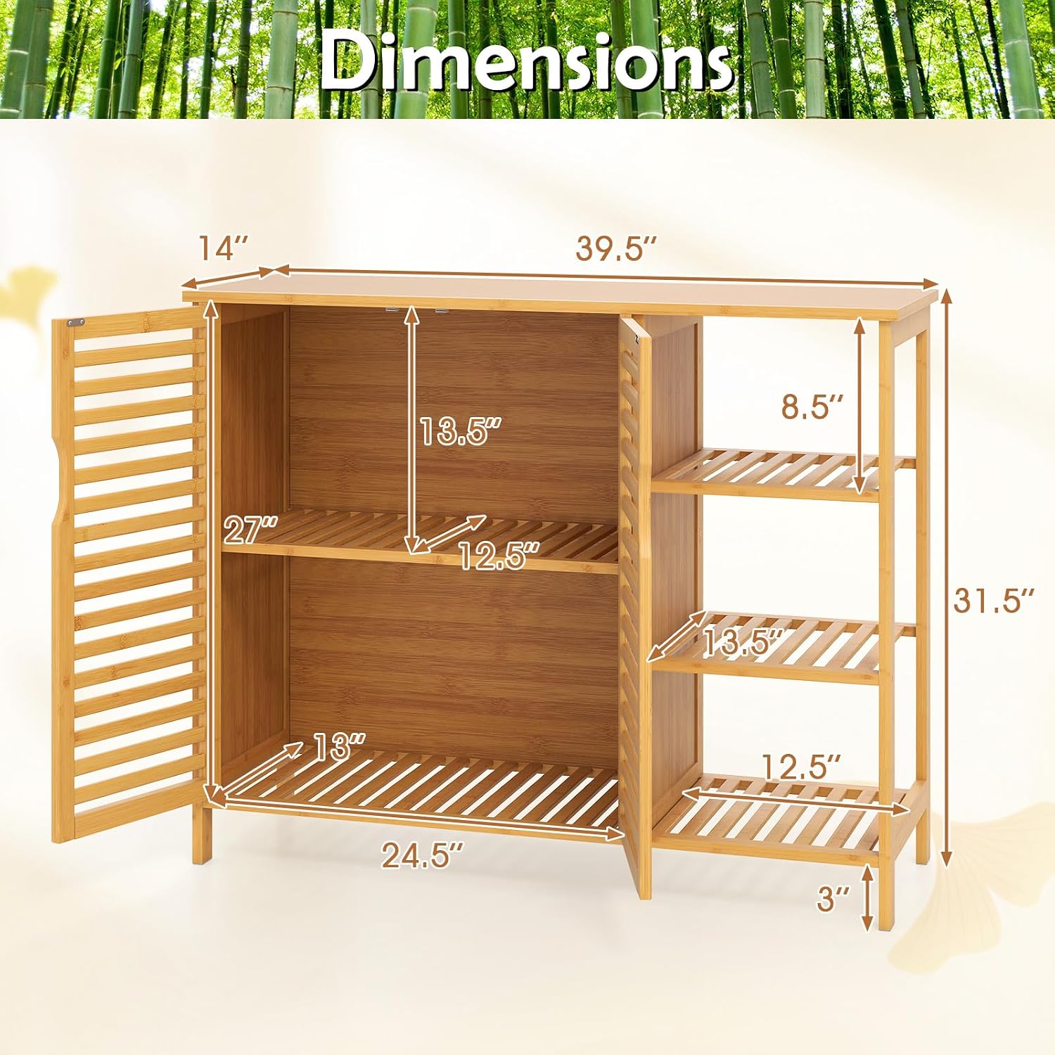 Bamboo Freestanding Bathroom Storage Cabinet