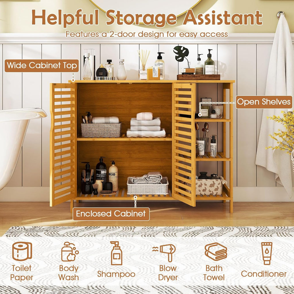 Bamboo Freestanding Bathroom Storage Cabinet