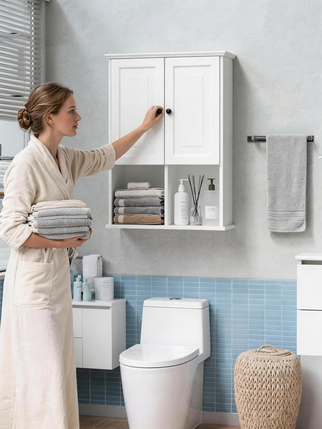 Wood Wall Mount Bathroom Cabinet With Light