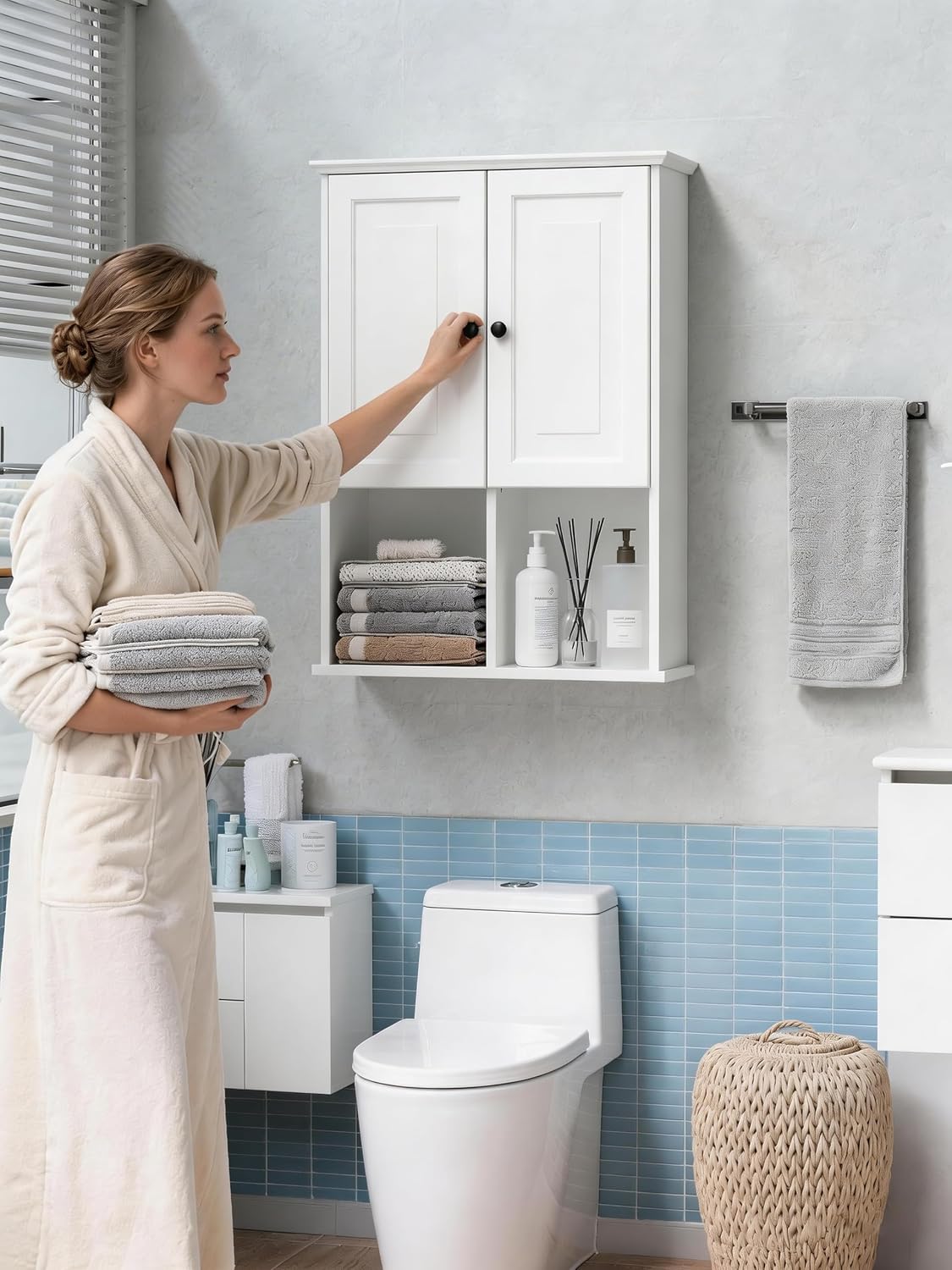 Wood Wall Mount Bathroom Cabinet With Light