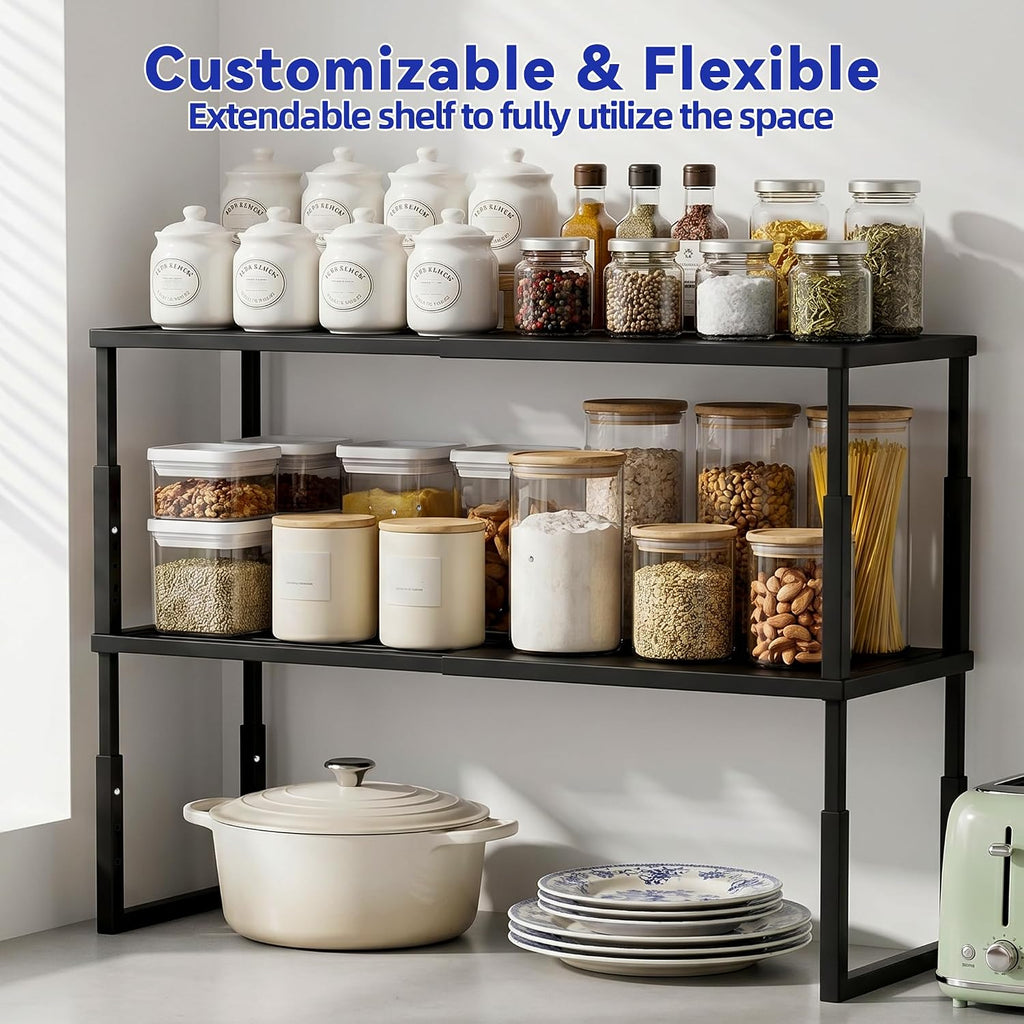 Expandable Stackable Cabinet Storage Shelf