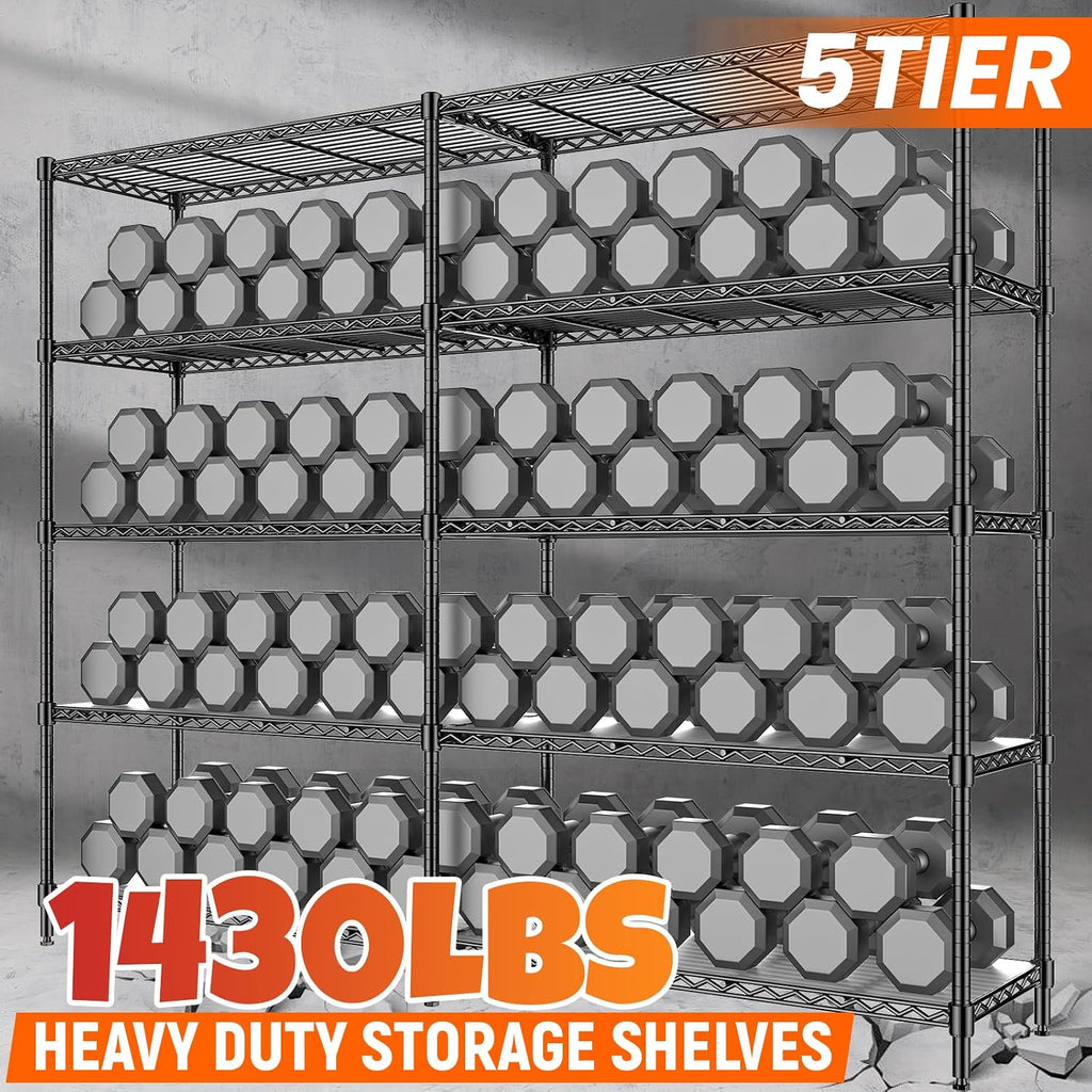 5 Tier Adjustable Metal Wire Storage Shelving