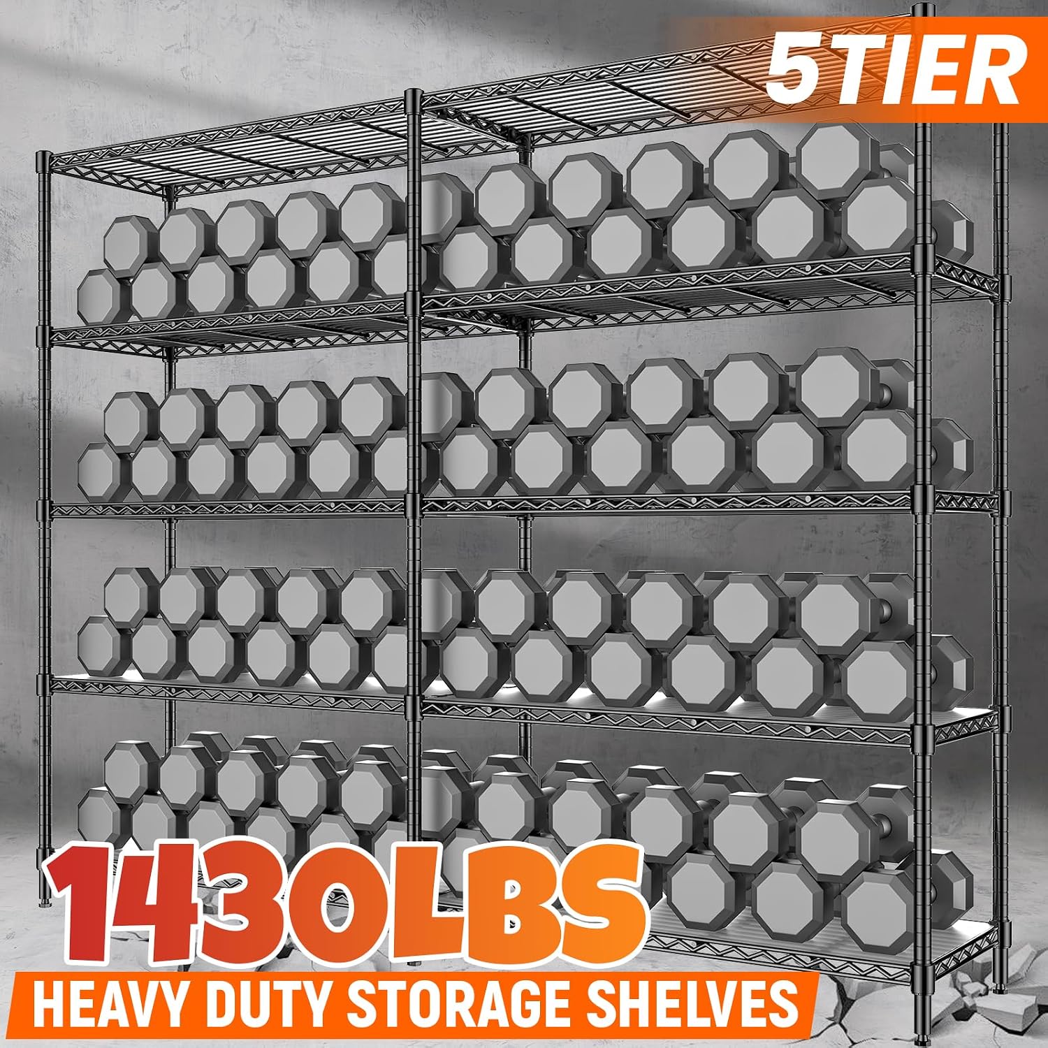 5 Tier Adjustable Metal Wire Storage Shelving