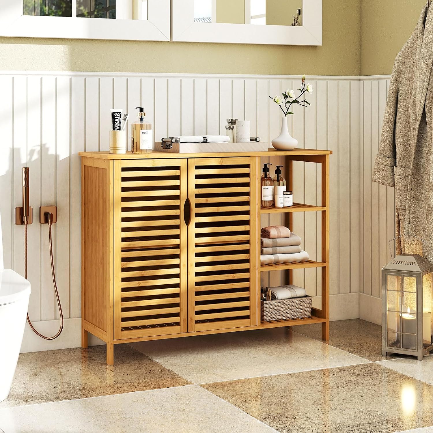 Bamboo Freestanding Bathroom Storage Cabinet
