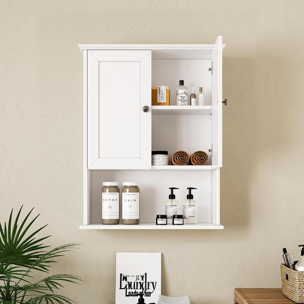 White Bathroom Wall Storage Cabinet