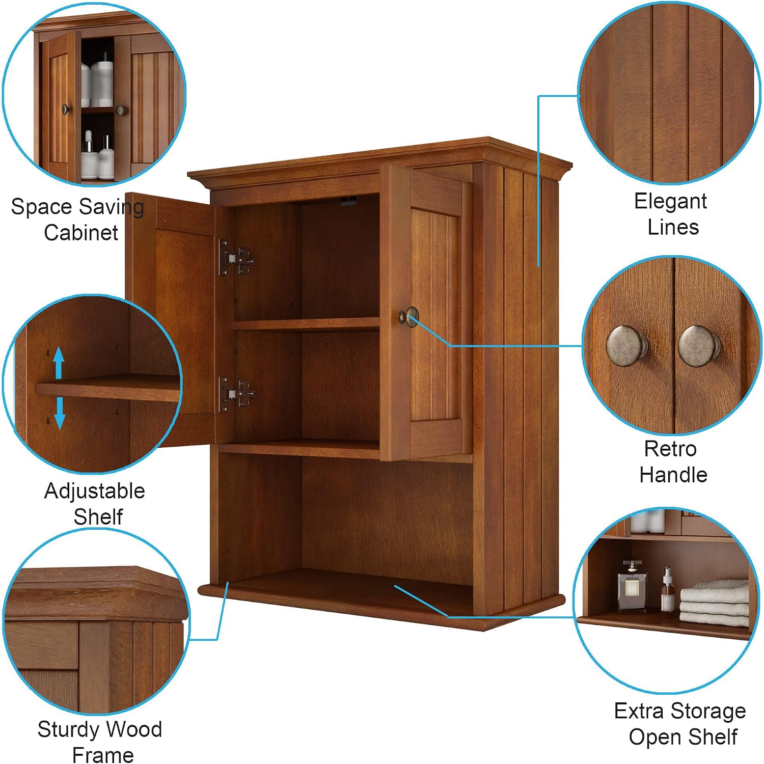 Wood Wall Mounted Bathroom Medicine Cabinet