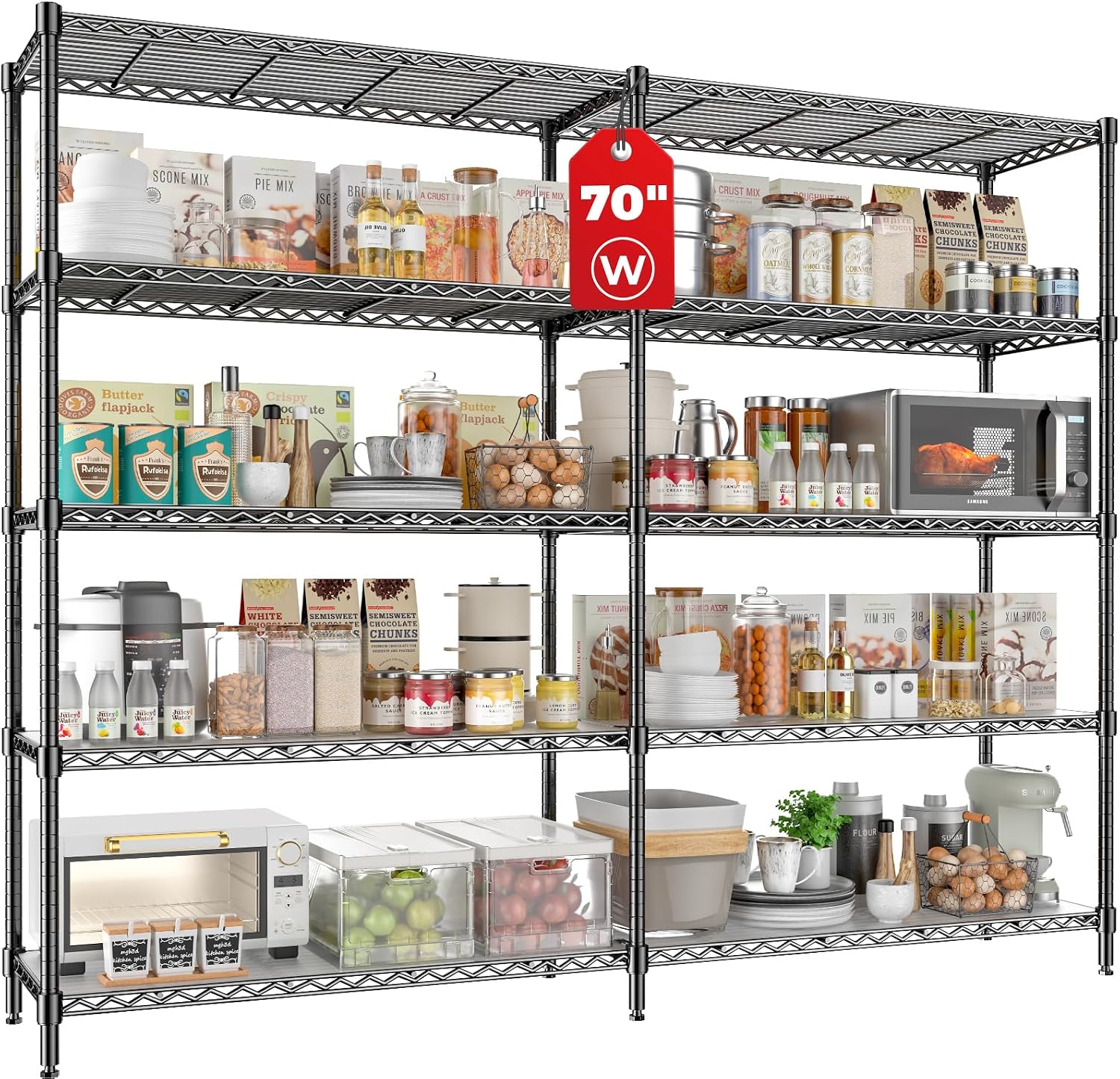 5 Tier Adjustable Metal Wire Storage Shelving