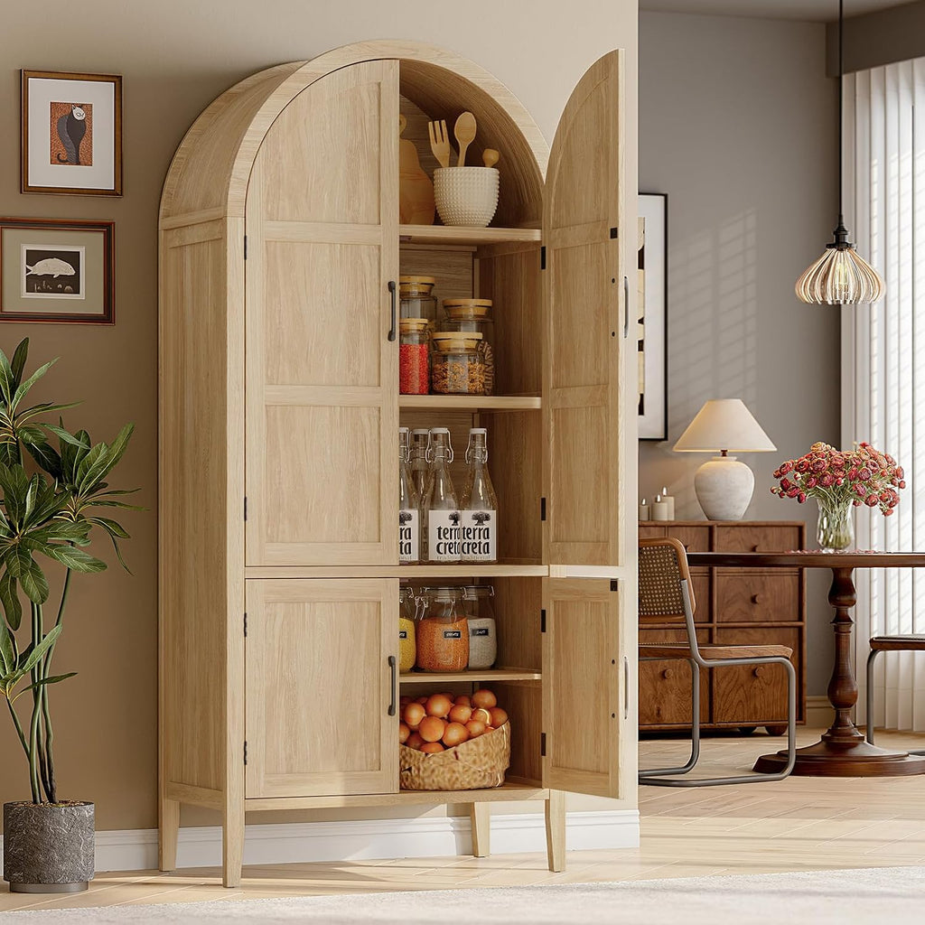 71" Arched Tall Pantry Cabinet with Doors