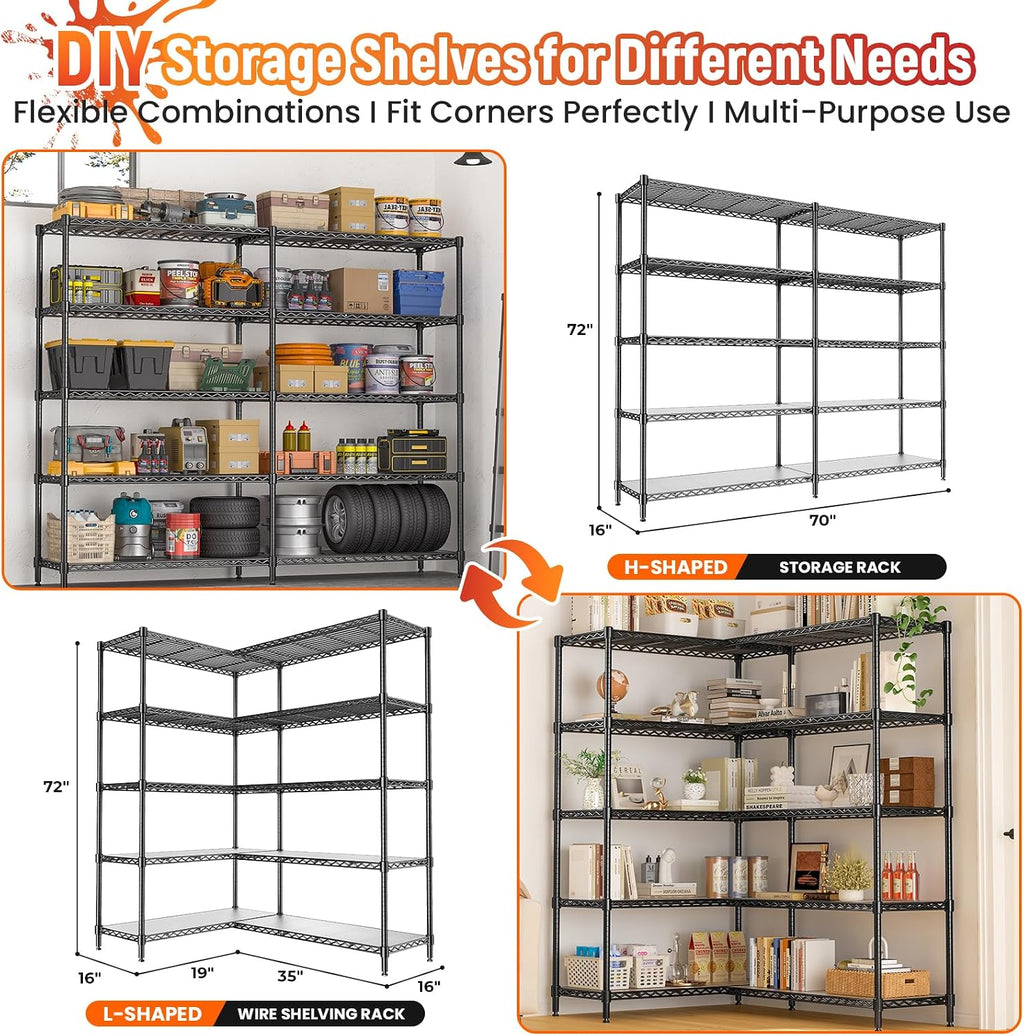 5 Tier Adjustable Metal Wire Storage Shelving
