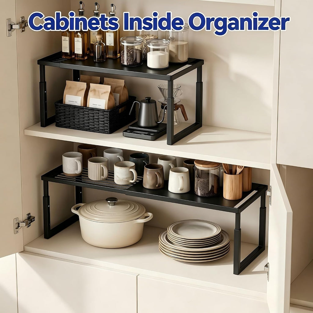 Expandable Stackable Cabinet Storage Shelf