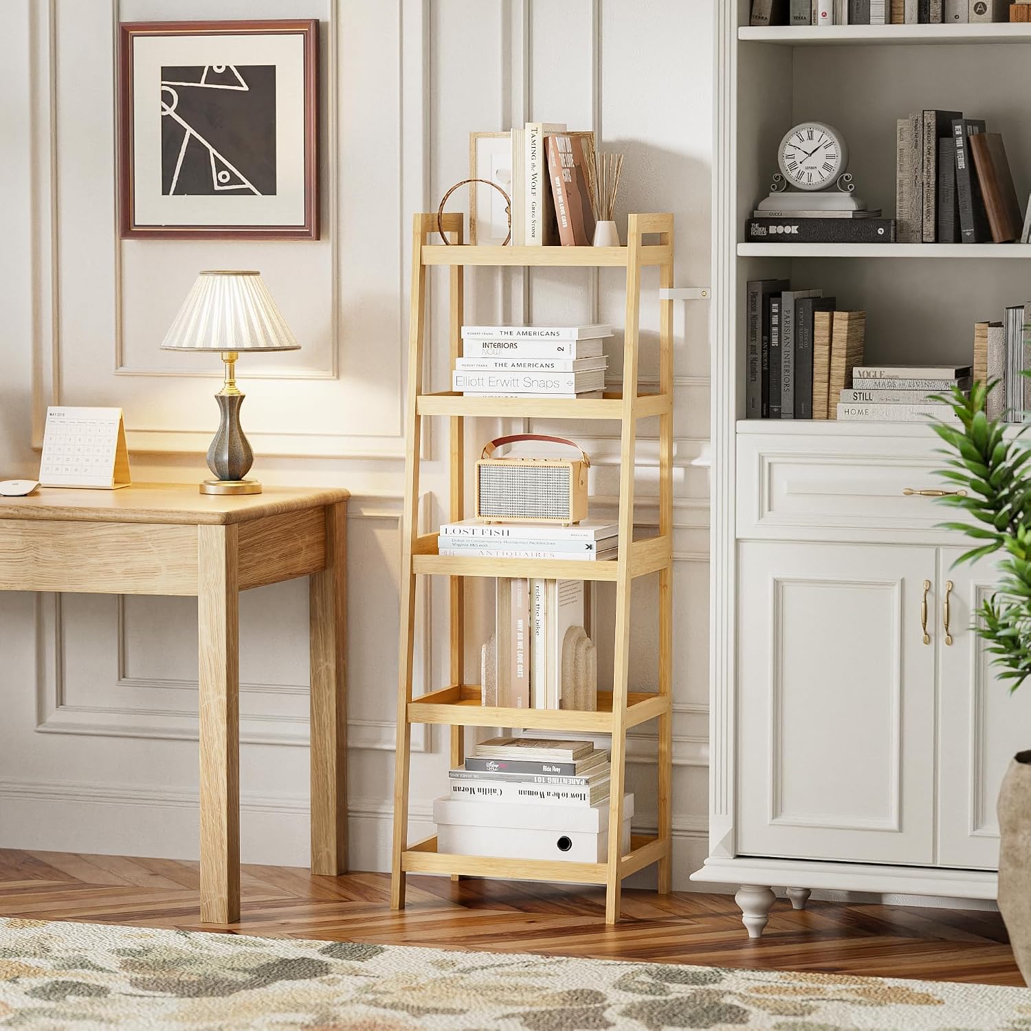 Bamboo Ladder Freestanding Bookcase