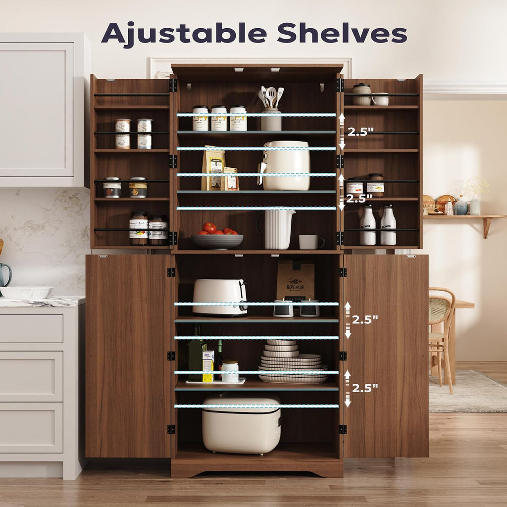 Tall Freestanding Pantry Storage Cabinet with Doors