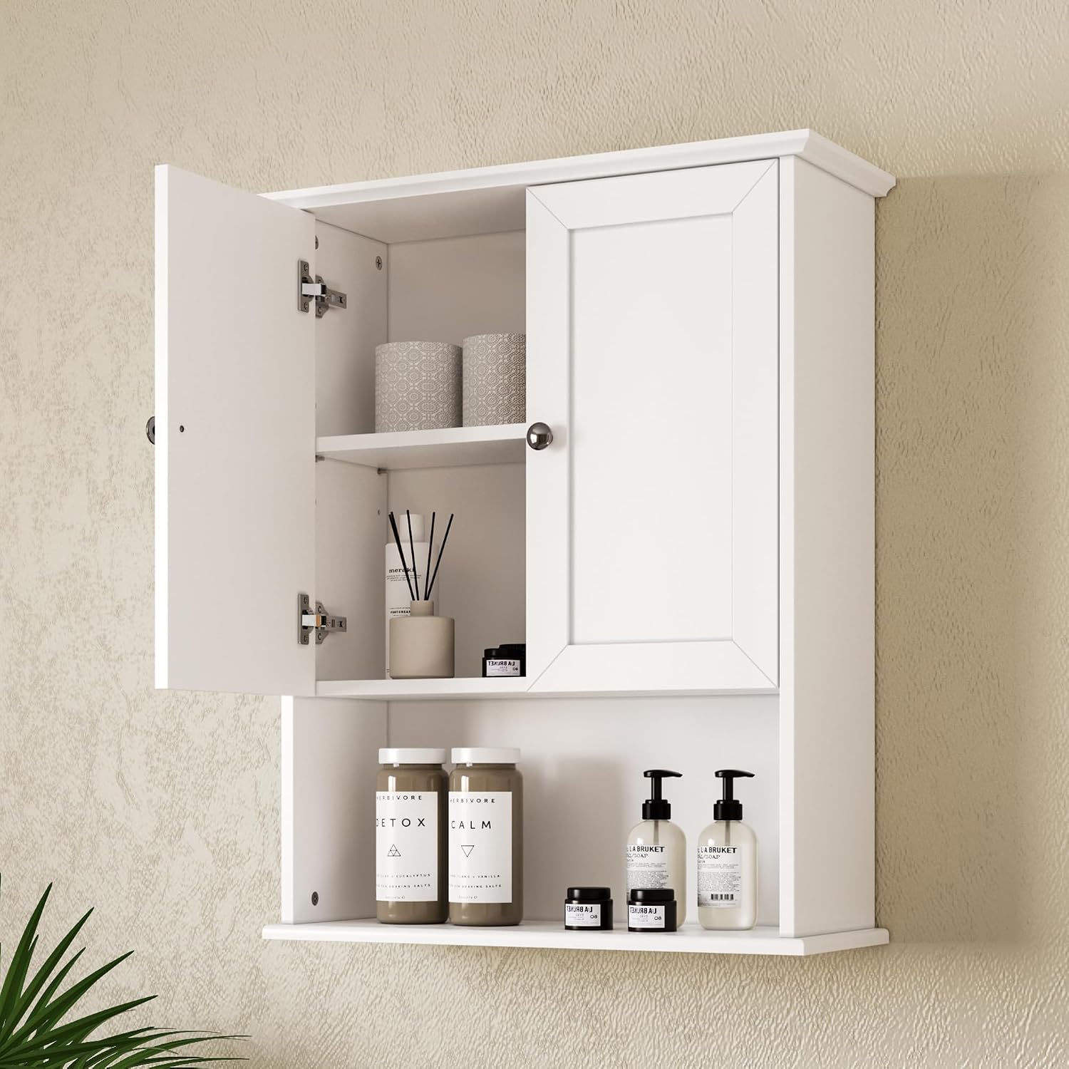 White Bathroom Wall Storage Cabinet