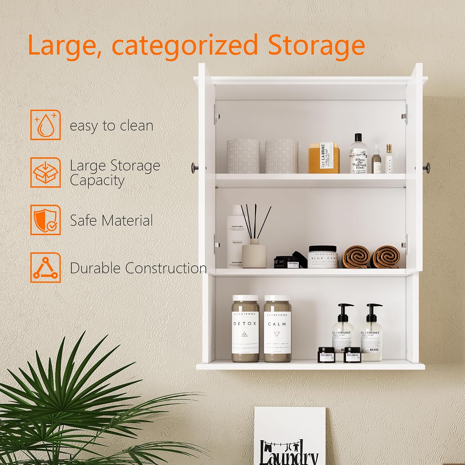 White Bathroom Wall Storage Cabinet