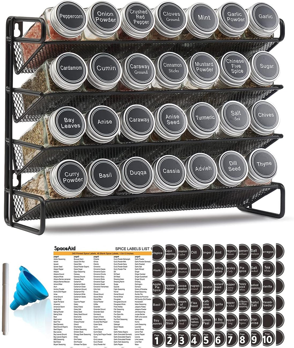 Spice Rack Organizer with 28 Spice Jars Set