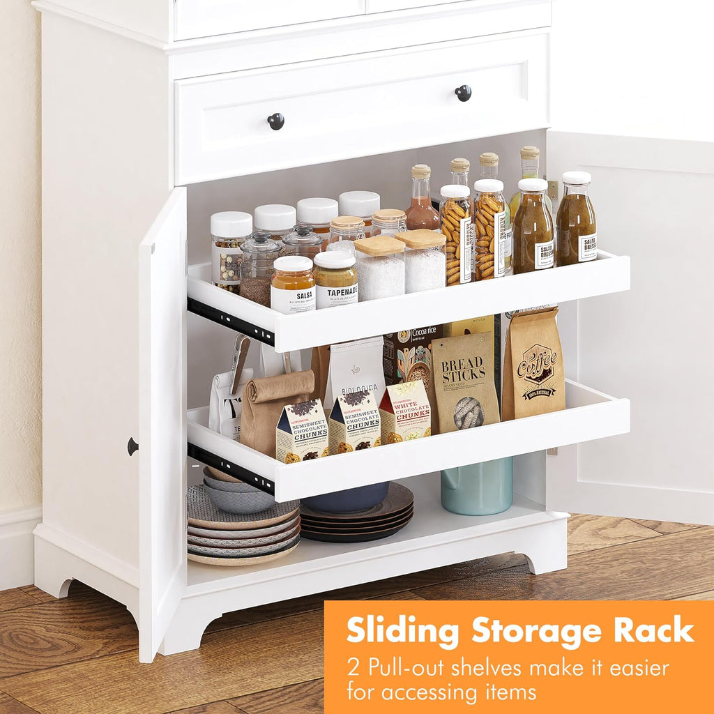 71" Pantry Cabinet with Drawers & Wine Rack