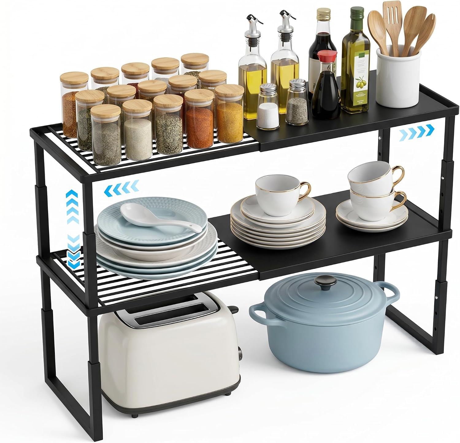 Expandable Stackable Cabinet Storage Shelf
