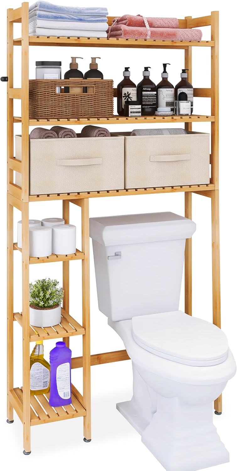 Bamboo Freestanding Over Toilet Shelf