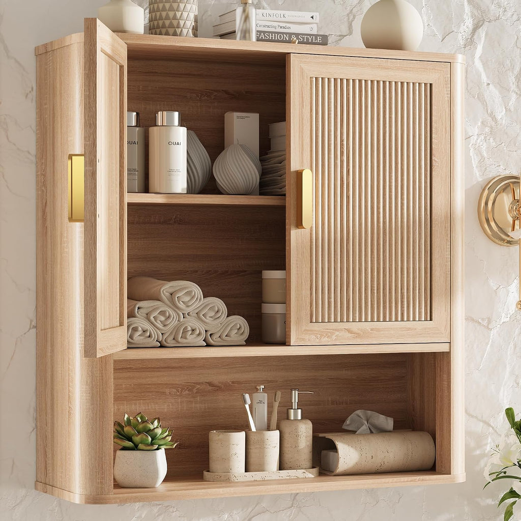 Oak Over Toilet Bathroom Wall Cabinet