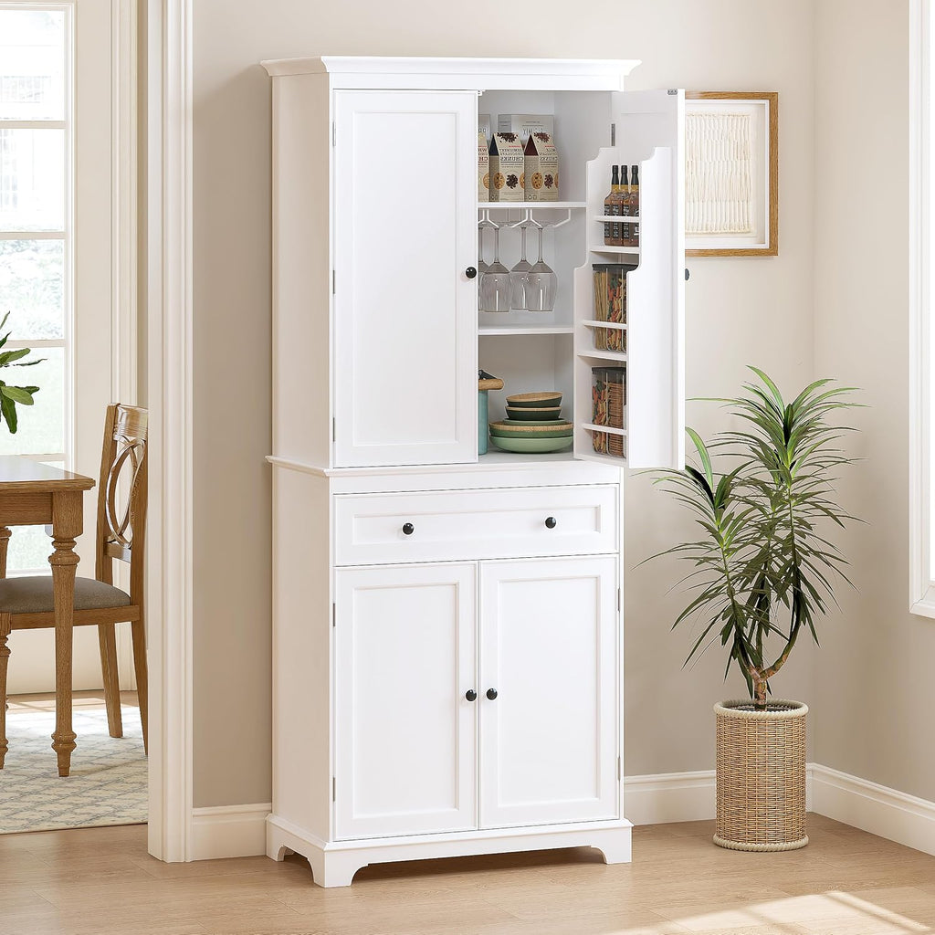 71" Pantry Cabinet with Drawers & Wine Rack