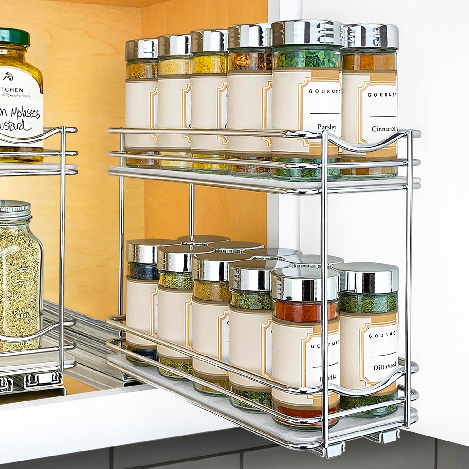 2 Tier Slide Out Cabinet Spice Rack